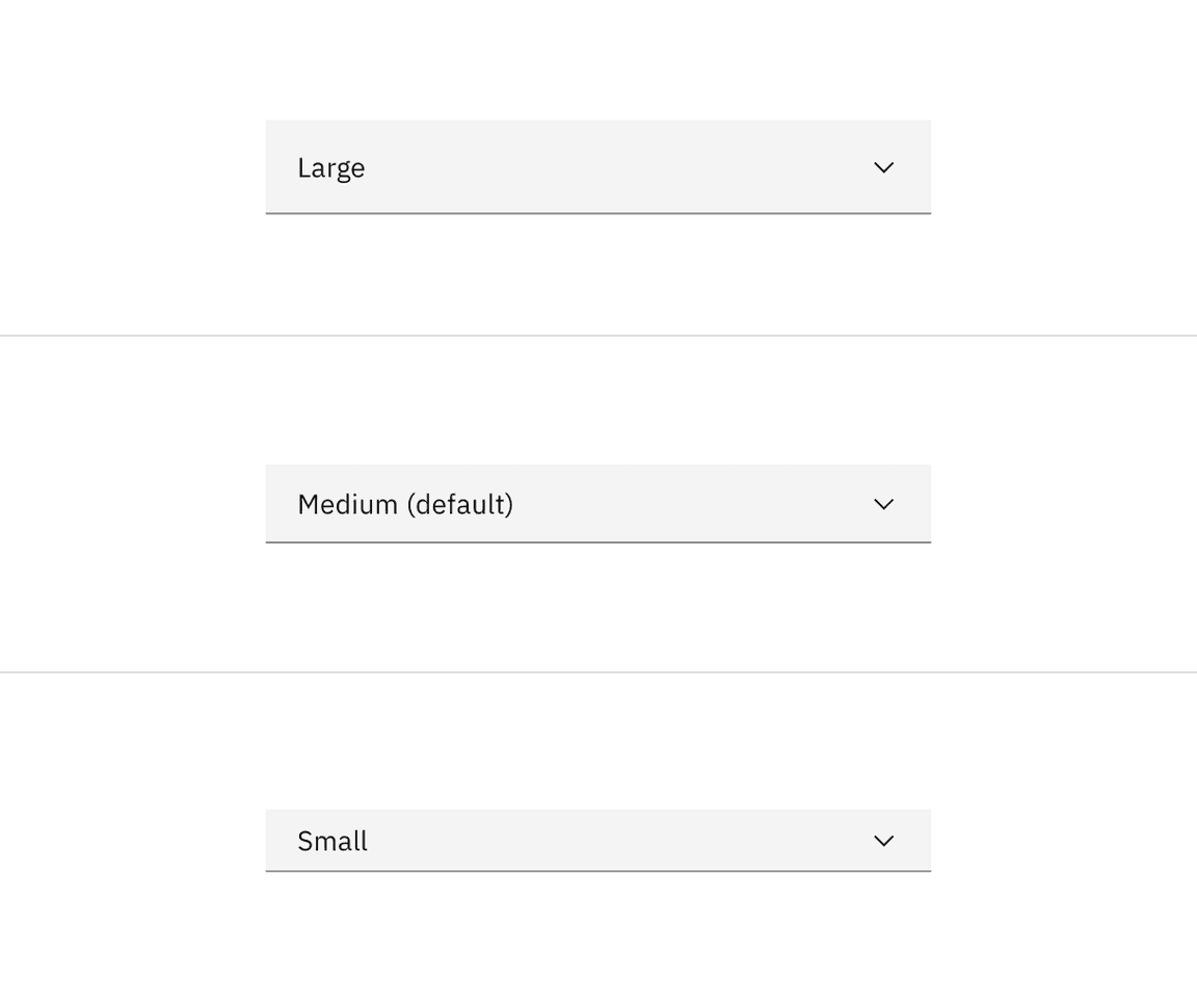 Dropdown sizes